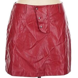 Saunders x RTR Red Faux Leather Skirt